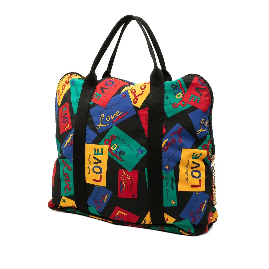 Saint Laurent Printed Nylon Love Card Tote Black Polyamide Very good - Back View