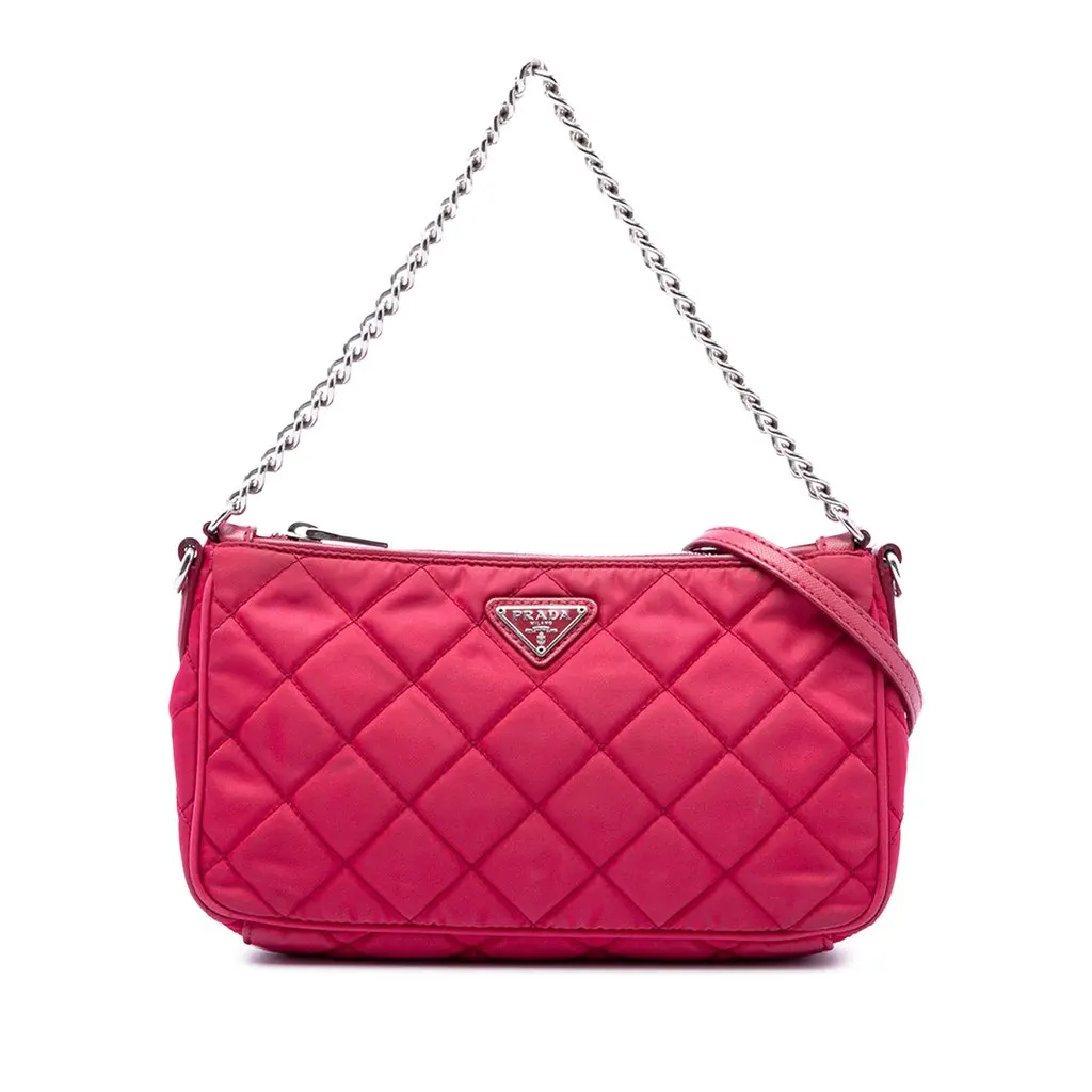 Prada Impuntu Tessuto Satchel Pink Very good - Front View