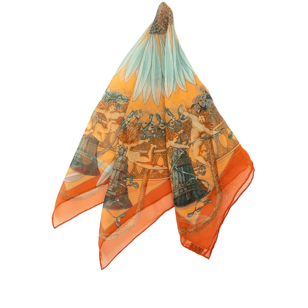 Hermès Amours Silk Scarf 42 Orange Very good - Front View