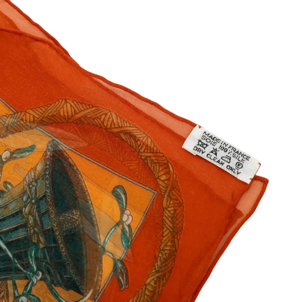 Hermès Amours Silk Scarf 42 Orange Very good - Model View