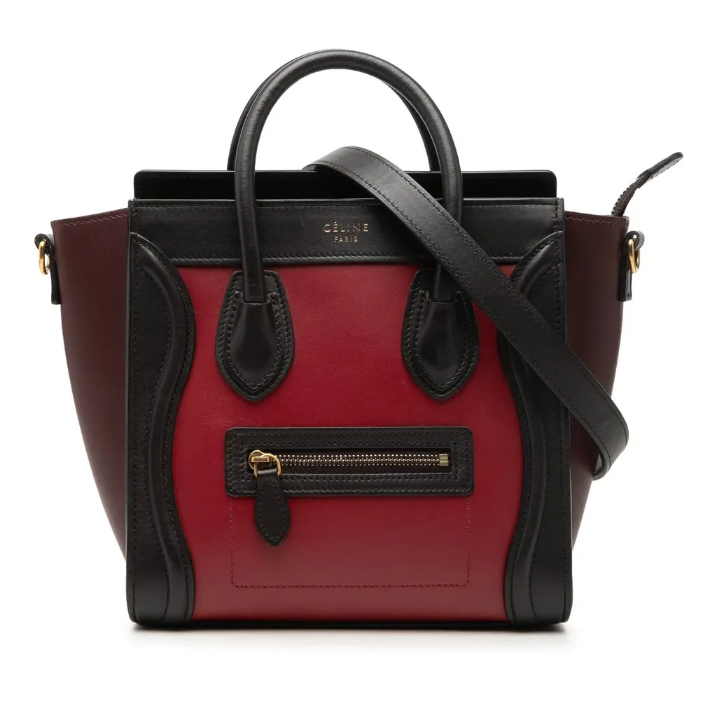 Celine Nano Tricolor Leather Luggage Tote Red Leather Very good - Front View