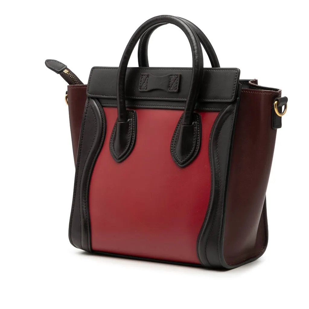 Celine Nano Tricolor Leather Luggage Tote Red Leather Very good - Back View
