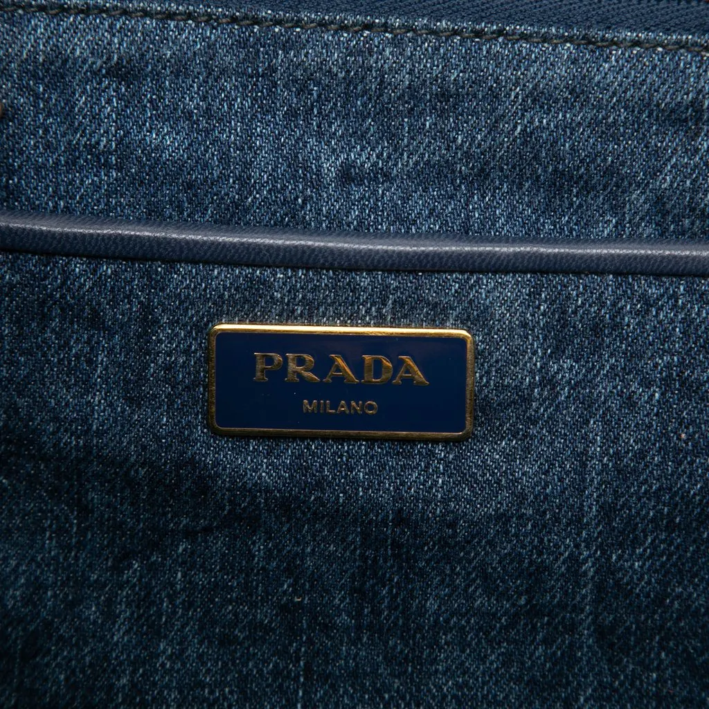 Prada Denim Canapa Logo Tote Blue Very good - Box View
