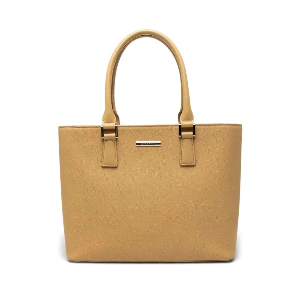 Burberry Leather Tote Beige Leather Good - Front View