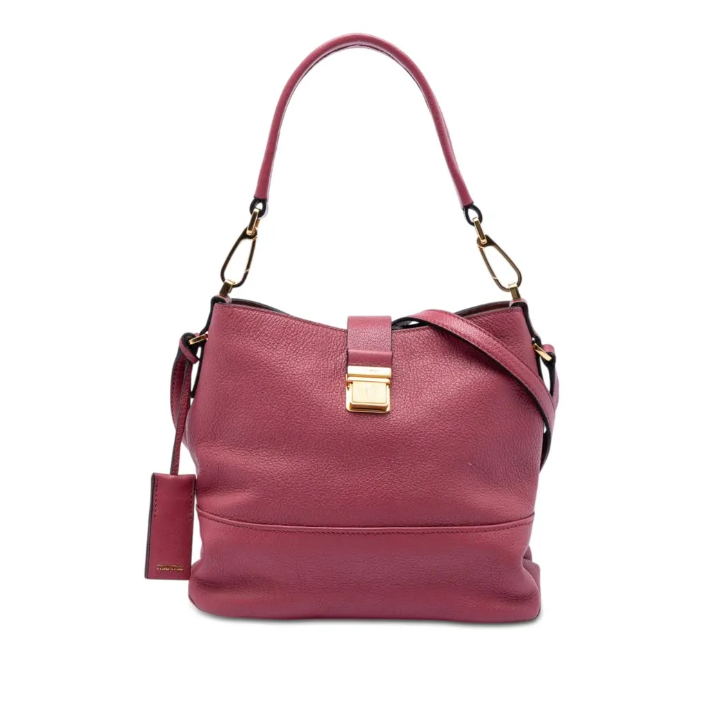 Miu Miu Goatskin Madras Convertible Hobo Pink Leather Very good - Front View