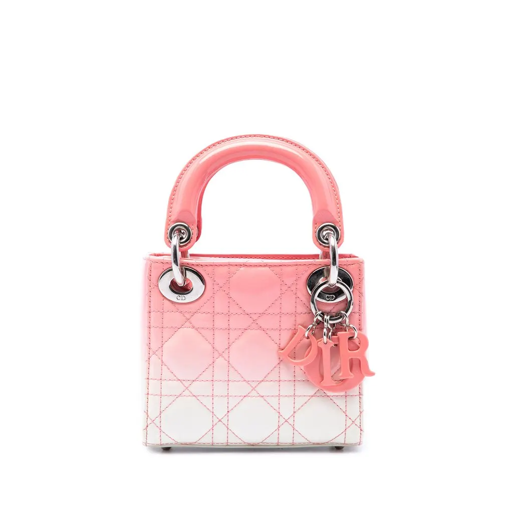 Dior Micro Ombre Patent Cannage Lady Dior Pink Leather Very good - Front View