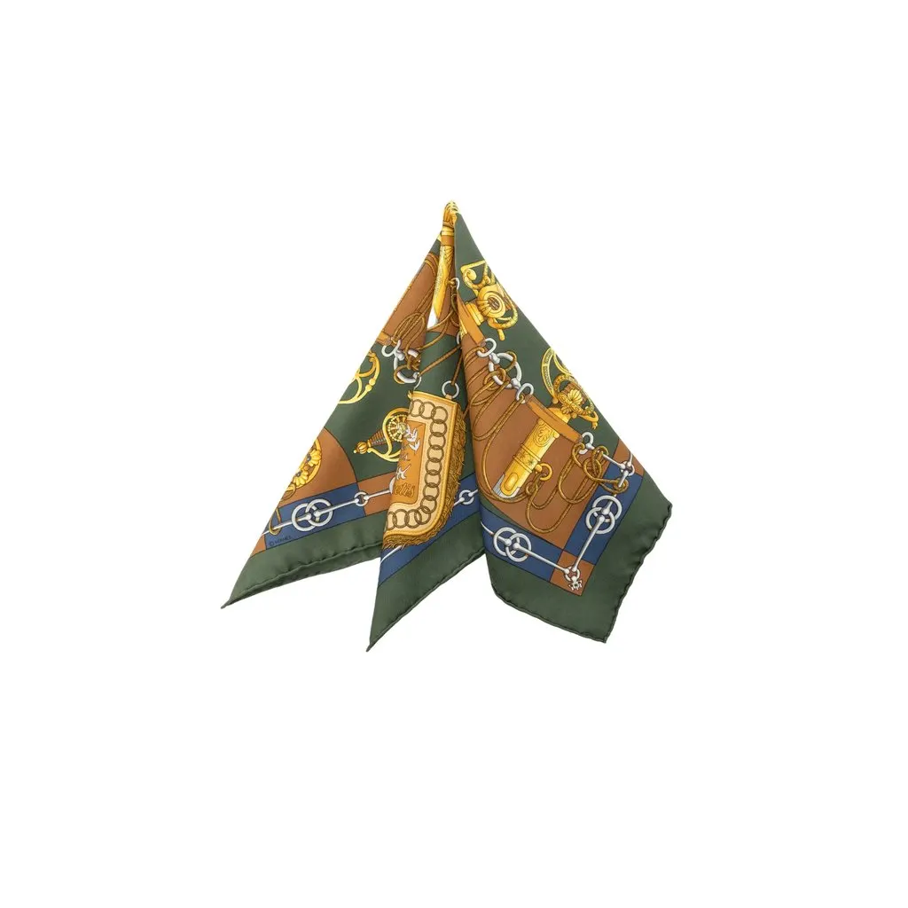 Hermès Cliquetis Silk Handkerchief Green Silk Good - Front View