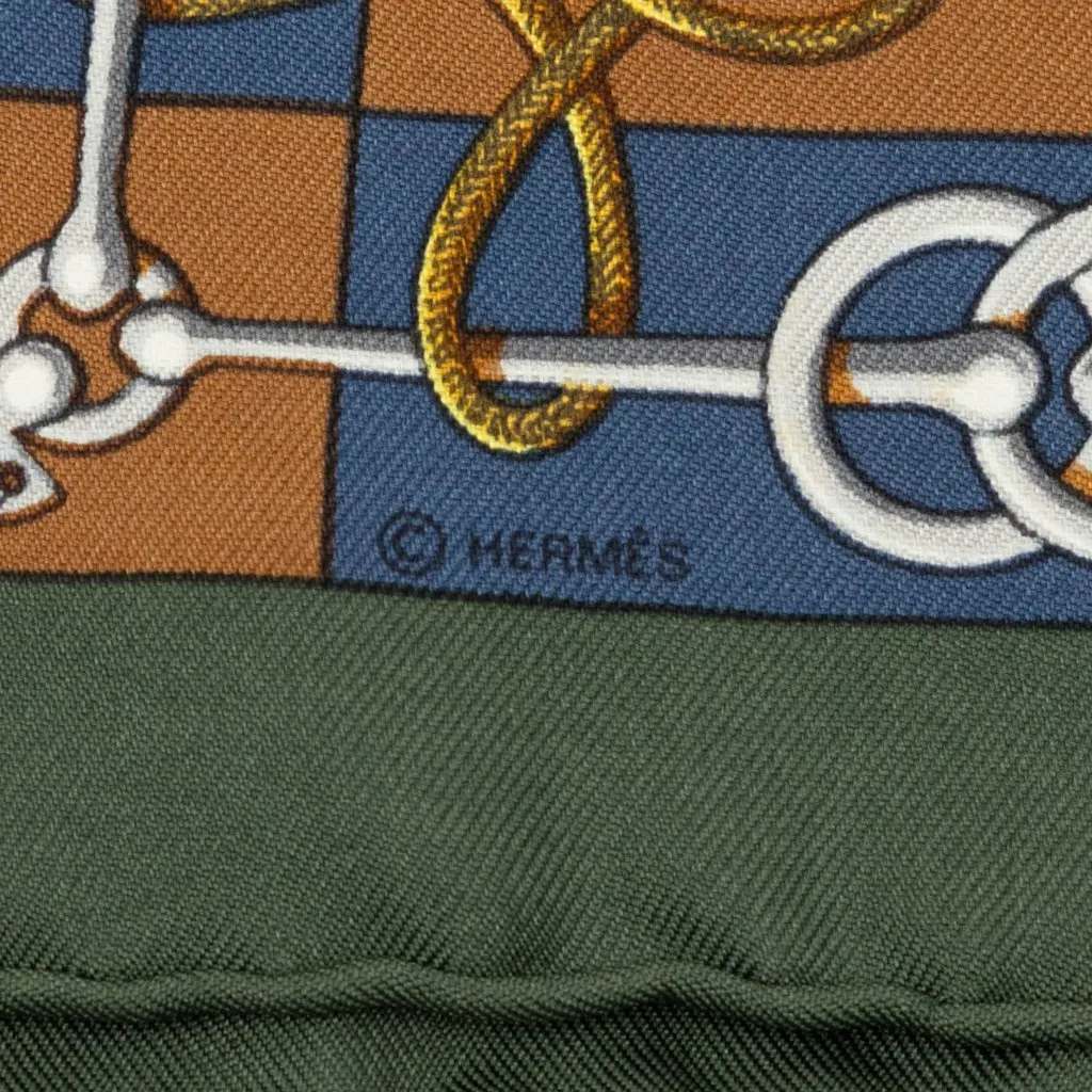 Hermès Cliquetis Silk Handkerchief Green Silk Good - Back View