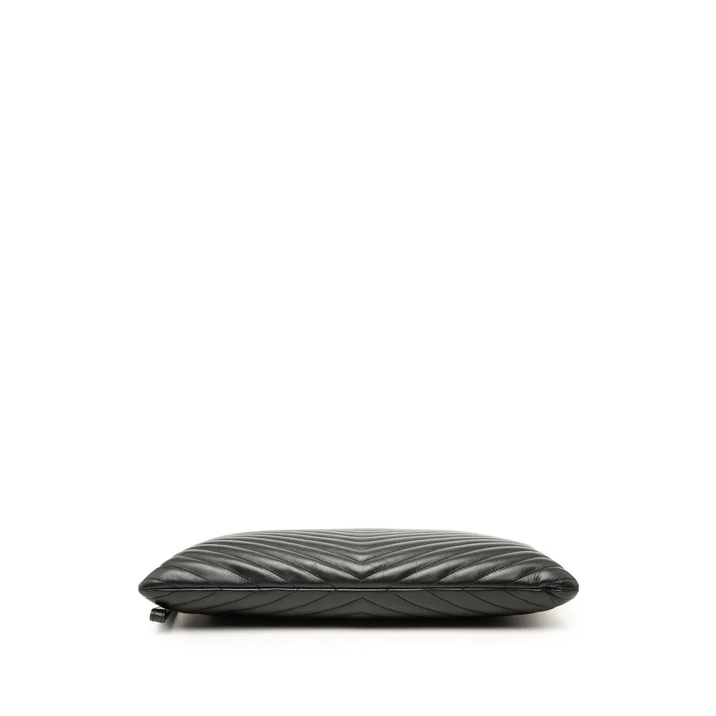 Saint Laurent Chevron Calfskin Cassandre Document Holder Black Leather Very good - Inside View