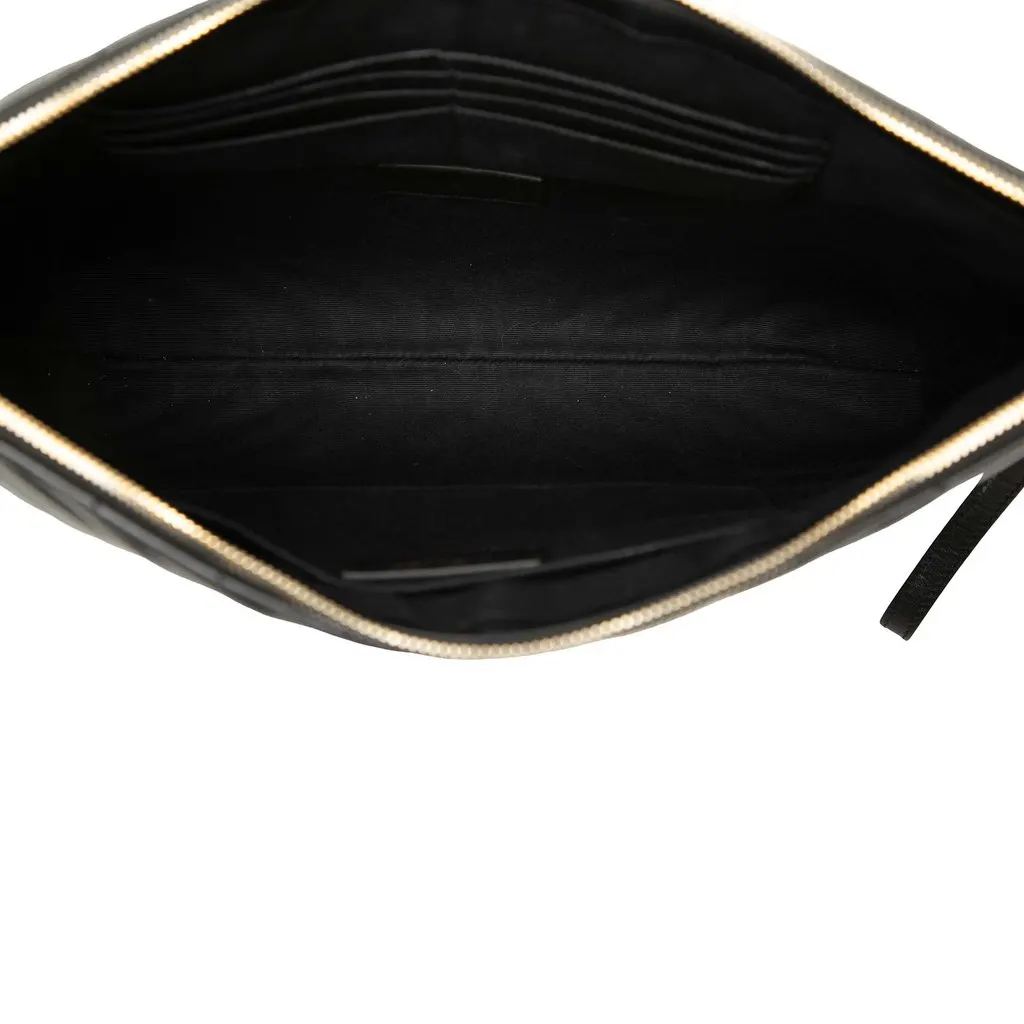 Saint Laurent Chevron Calfskin Cassandre Document Holder Black Leather Very good - Model View