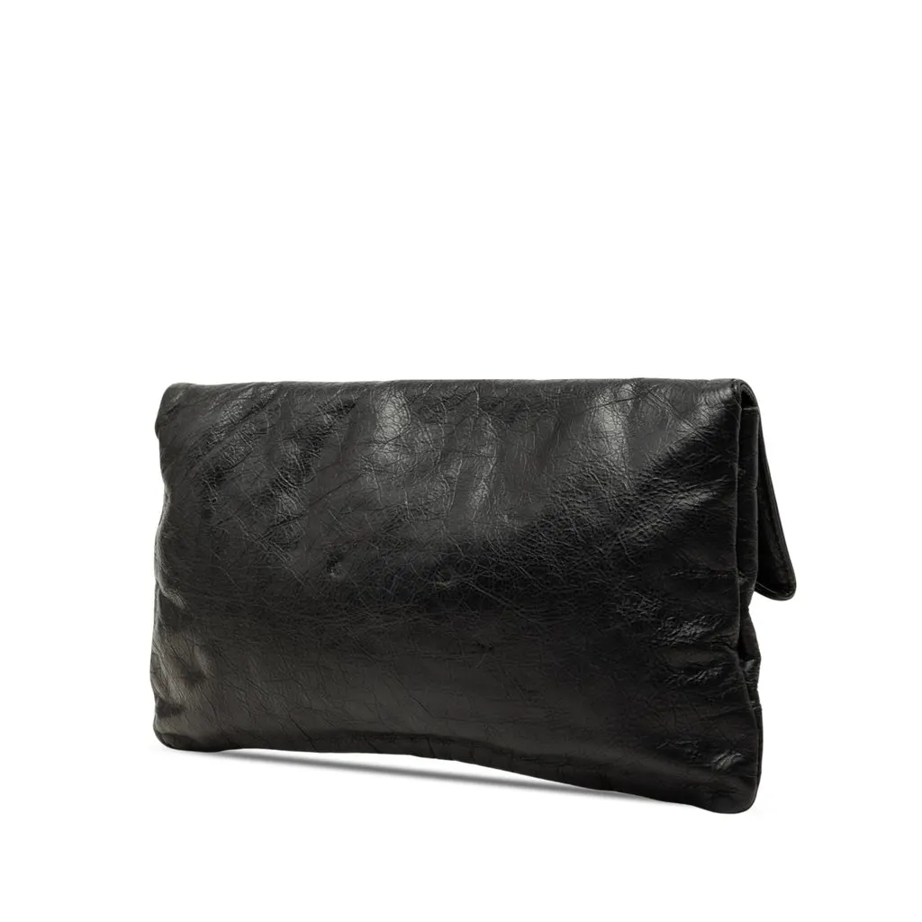 Balenciaga Lambskin Motocross Giant 12 Envelope Clutch Black Leather Very good - Back View