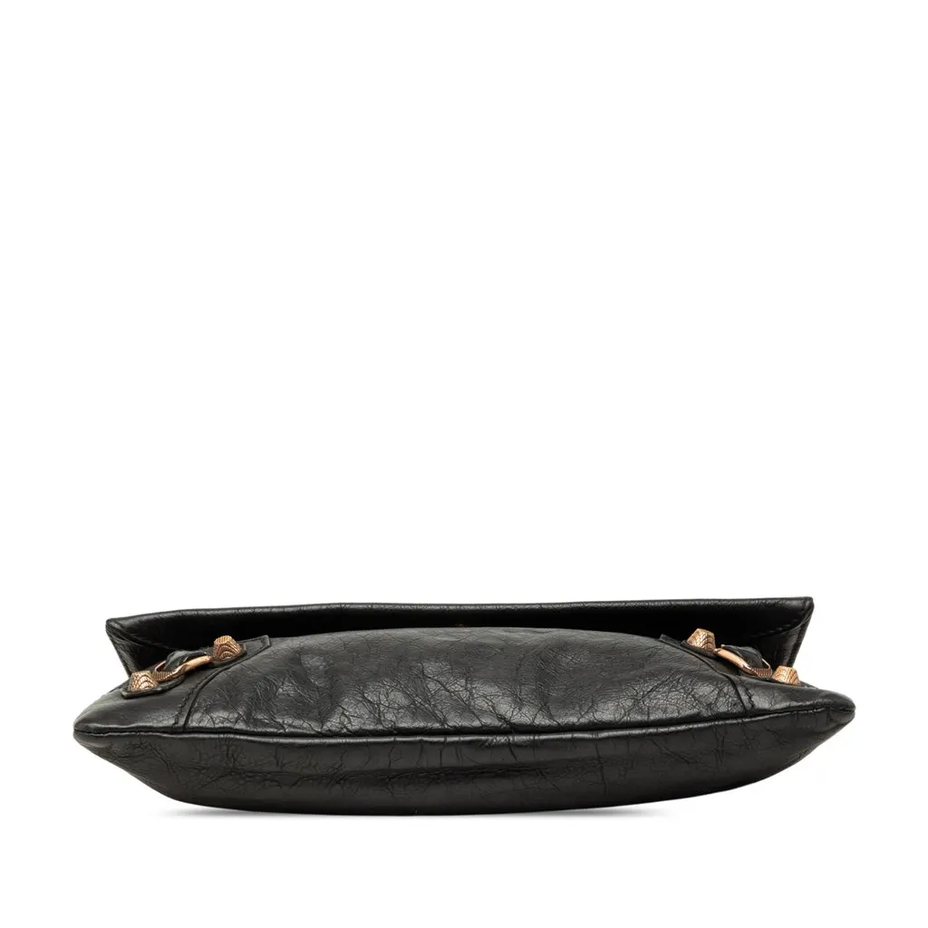 Balenciaga Lambskin Motocross Giant 12 Envelope Clutch Black Leather Very good - Inside View