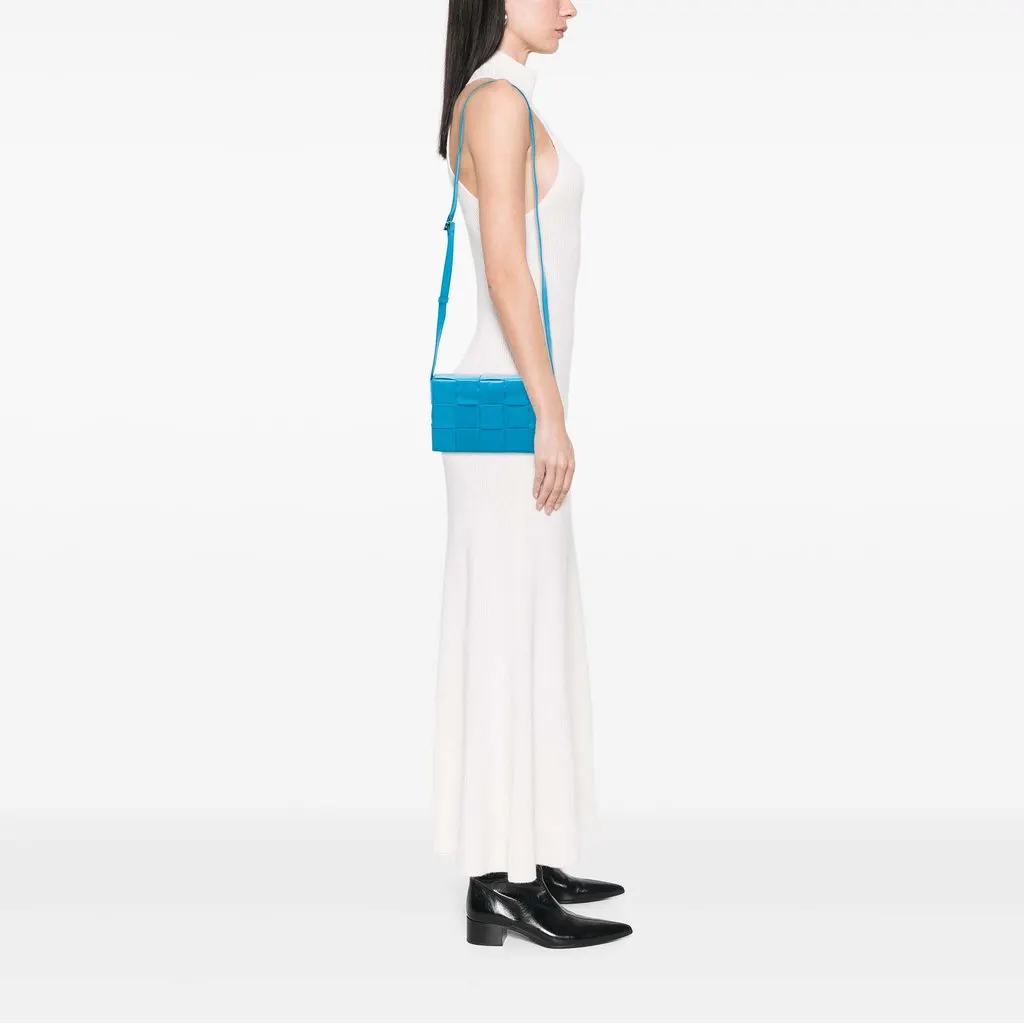 Bottega Veneta Paper Calfskin Intrecciato Cassette Crossbody Blue Leather Very good - Box View