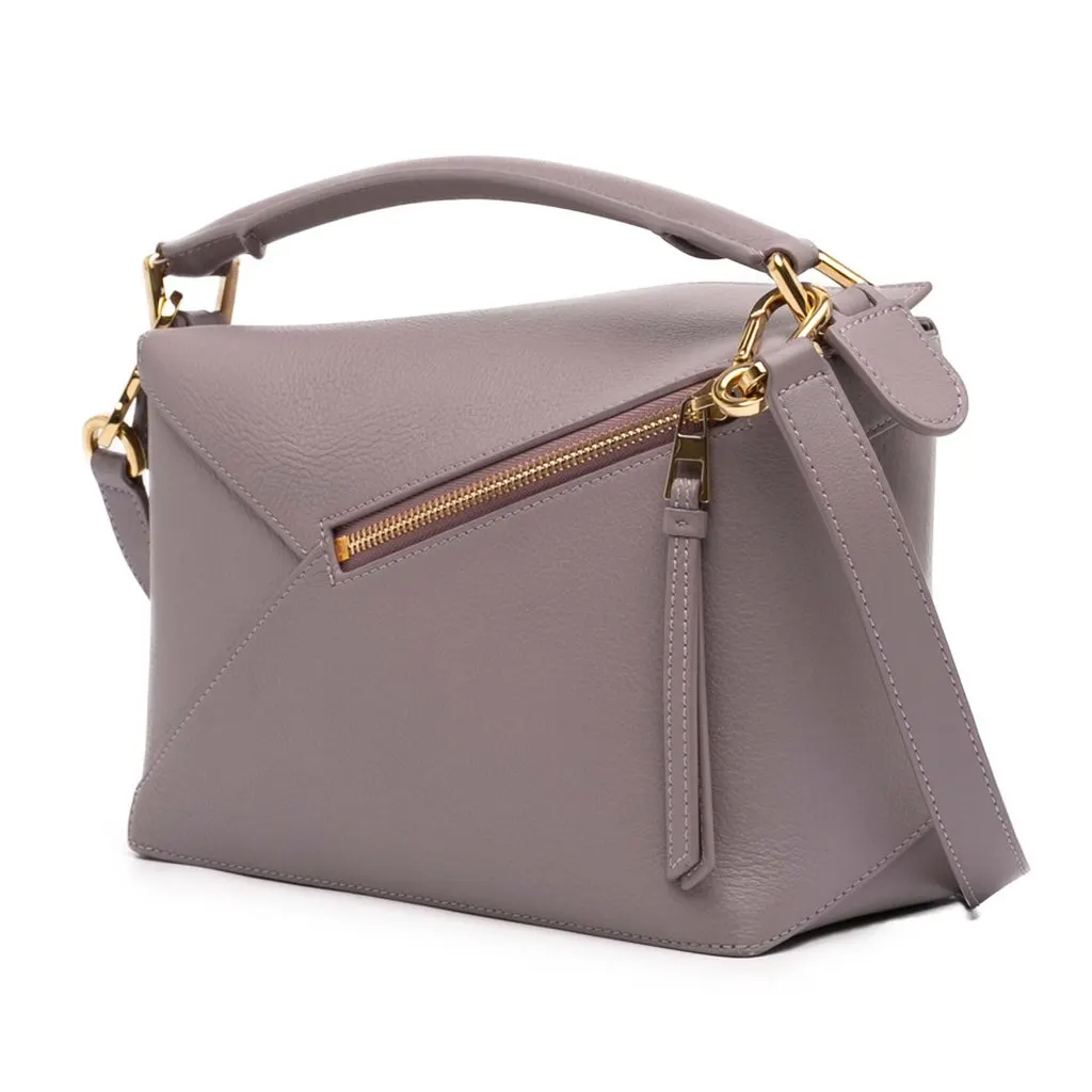 Loewe Small Calfskin Puzzle Edge Satchel Purple Leather Very good - Back View