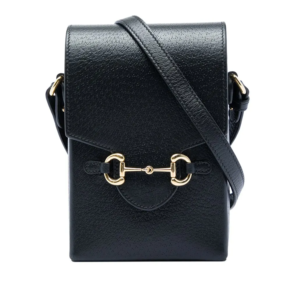 Gucci Mini Leather Horsebit 1955 Crossbody Black Leather Very good - Front View