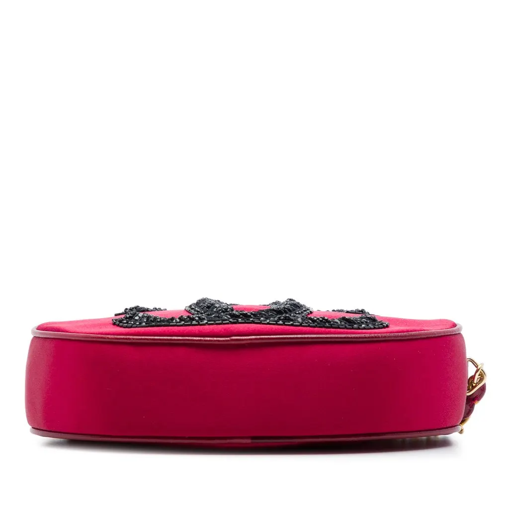 Chanel CC Embellished Suede Tassel Oval Crossbody Red Leather Very good - Inside View