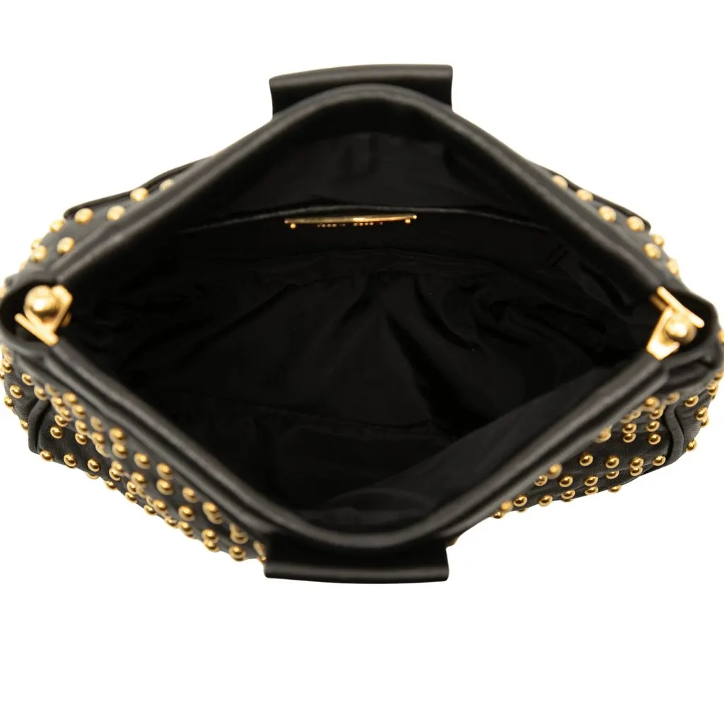Miu Miu Studded Leather Frame Clutch Black Leather Good - Model View