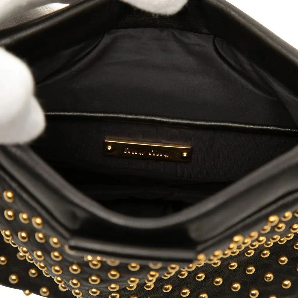 Miu Miu Studded Leather Frame Clutch Black Leather Good - Box View