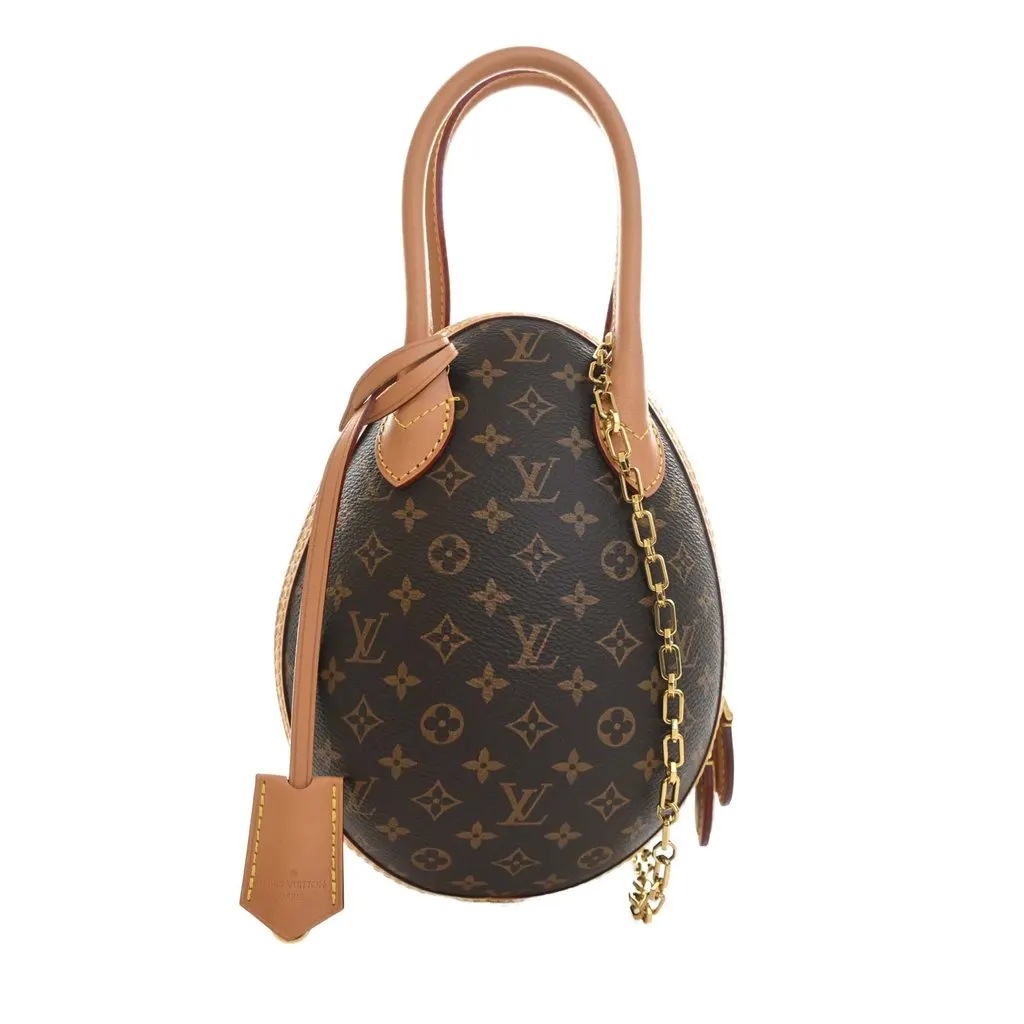 Louis Vuitton Monogram and Calfskin Egg Bag Brown Very good - Front View