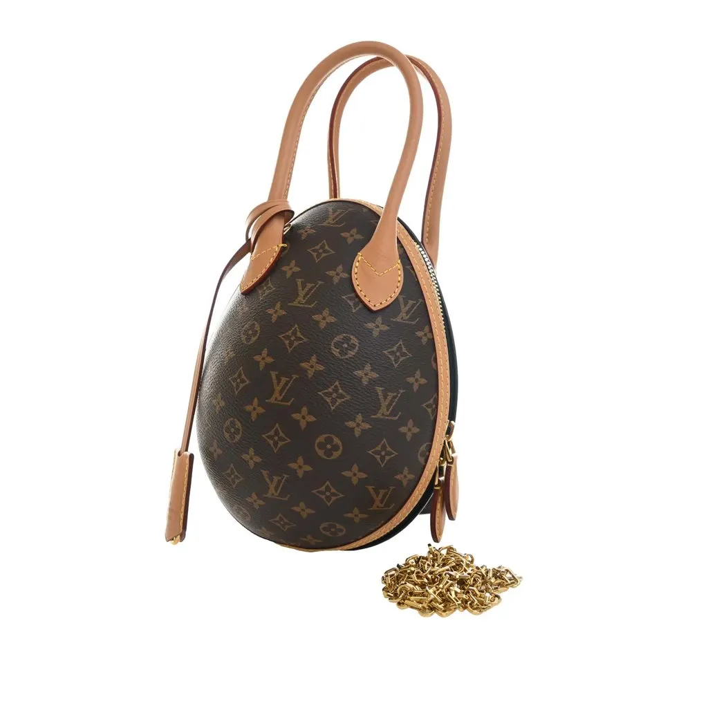 Louis Vuitton Monogram and Calfskin Egg Bag Brown Very good - Inside View