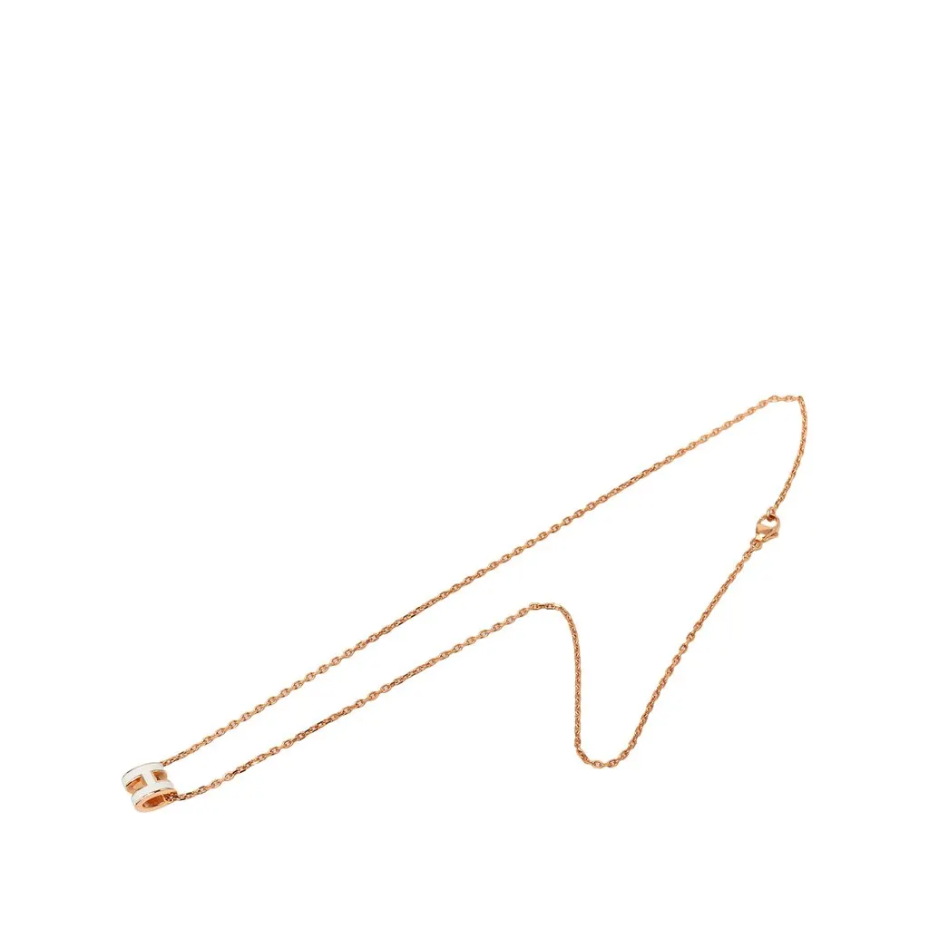 Hermès Rose Gold Plated Enamel Mini Pop H Pendant Necklace Pink Metal Very good - Front View