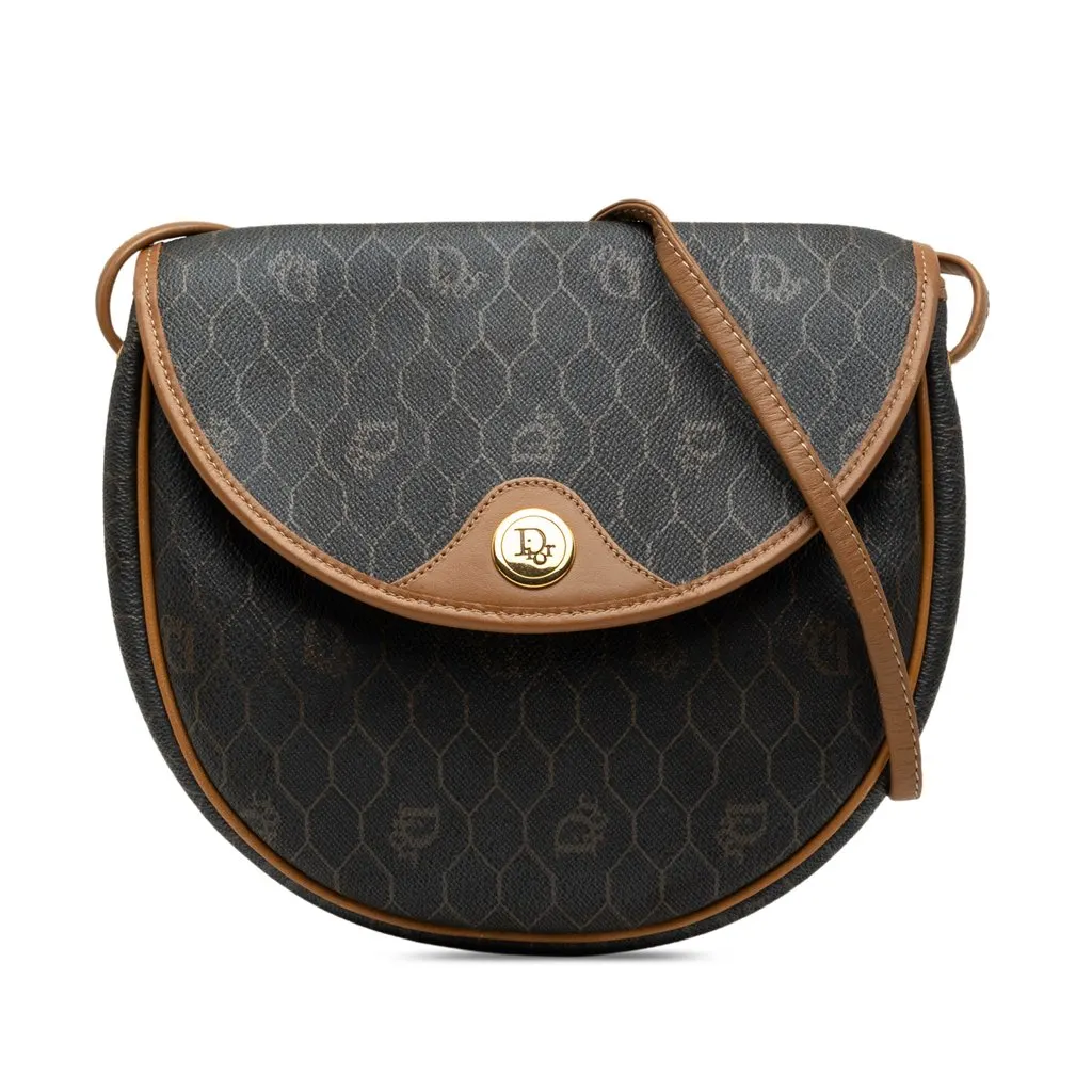 Dior Honeycomb Coated Canvas Crossbody Black Canvas Good - Front View