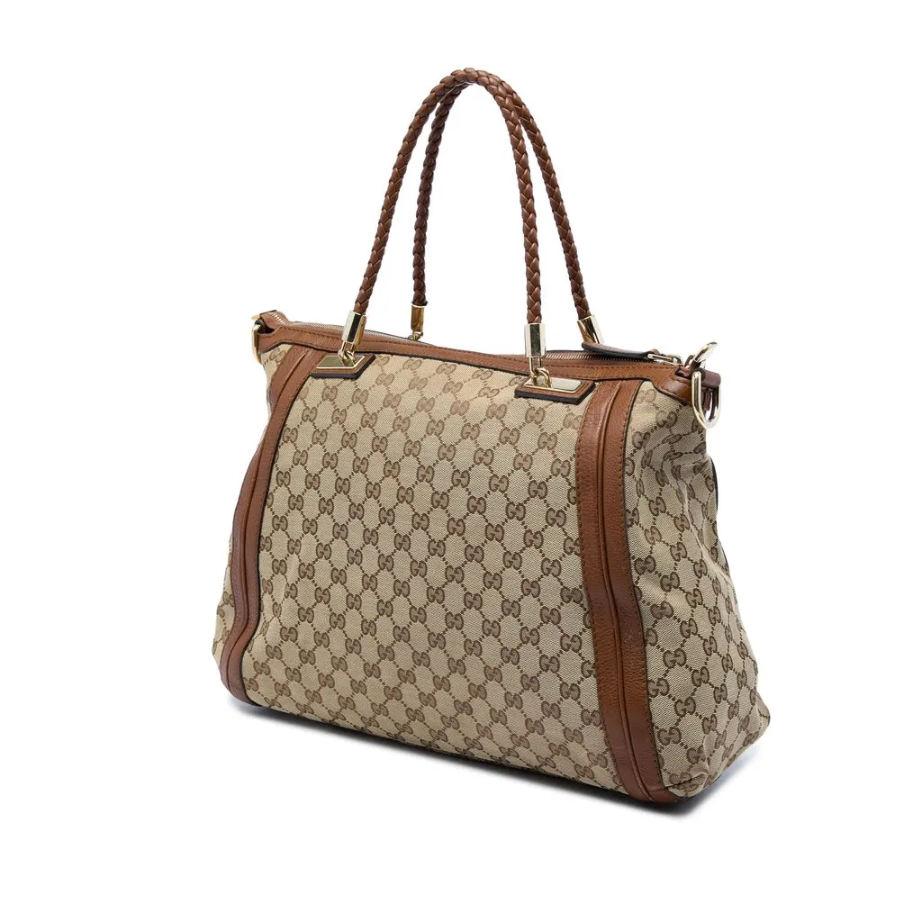 Gucci GG Canvas Bella Convertible Tote Beige Canvas Very good - Back View