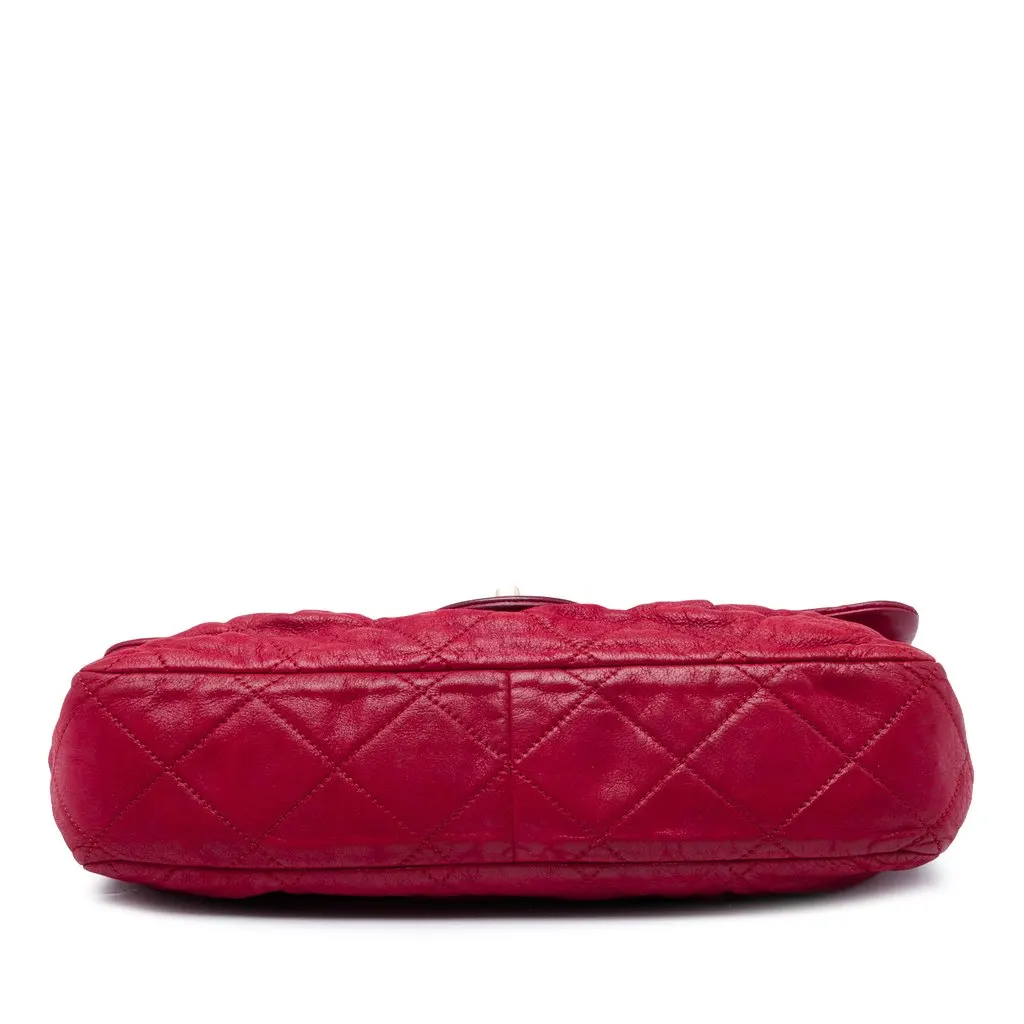 Chanel Large Quilted Iridescent Calfskin Coco Pleats Flap Red Leather Very good - Inside View