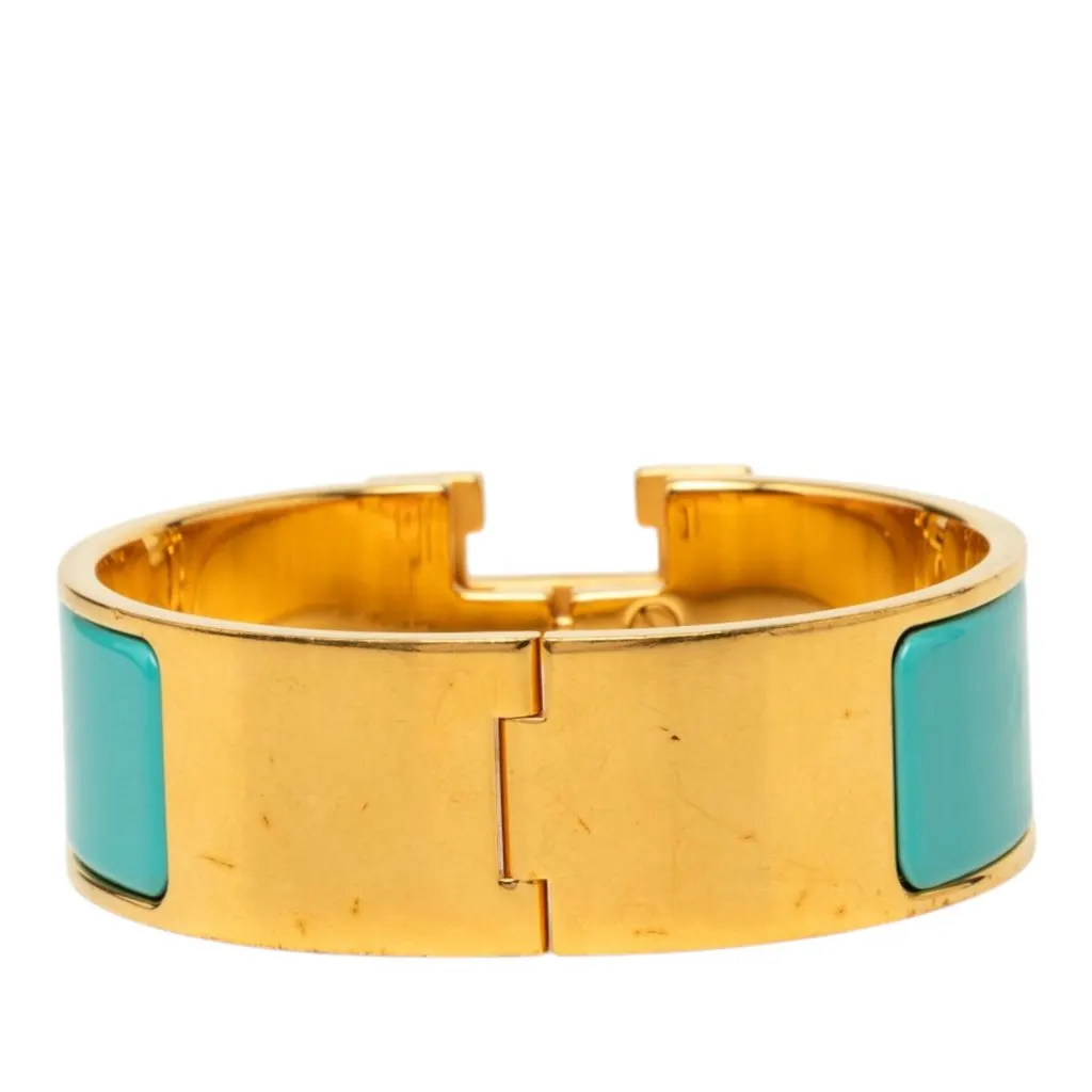 Hermès Wide Enamel Clic H Bracelet PM Blue Very good - Inside View