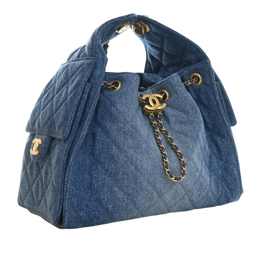 Chanel Small Quilted Washed Denim Chanel 25 Hobo Blue Very good - Back View