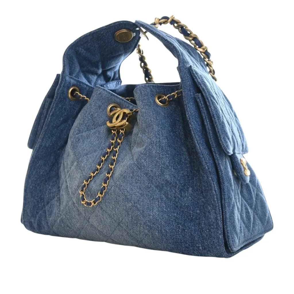 Chanel Small Quilted Washed Denim Chanel 25 Hobo Blue Very good - Inside View