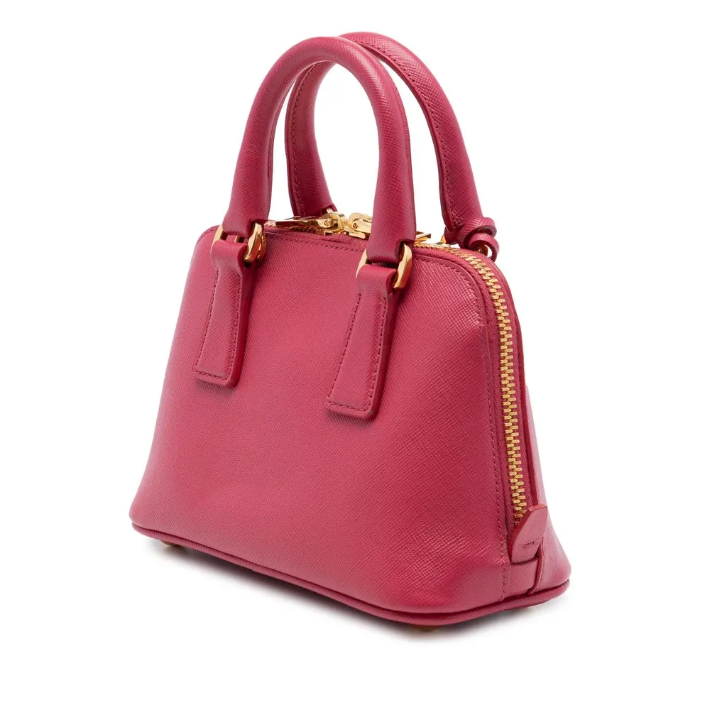 Prada Mini Saffiano Lux Promenade Satchel Pink Leather Very good - Back View
