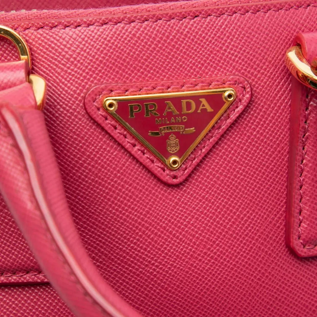 Prada Mini Saffiano Lux Promenade Satchel Pink Leather Very good - Box View