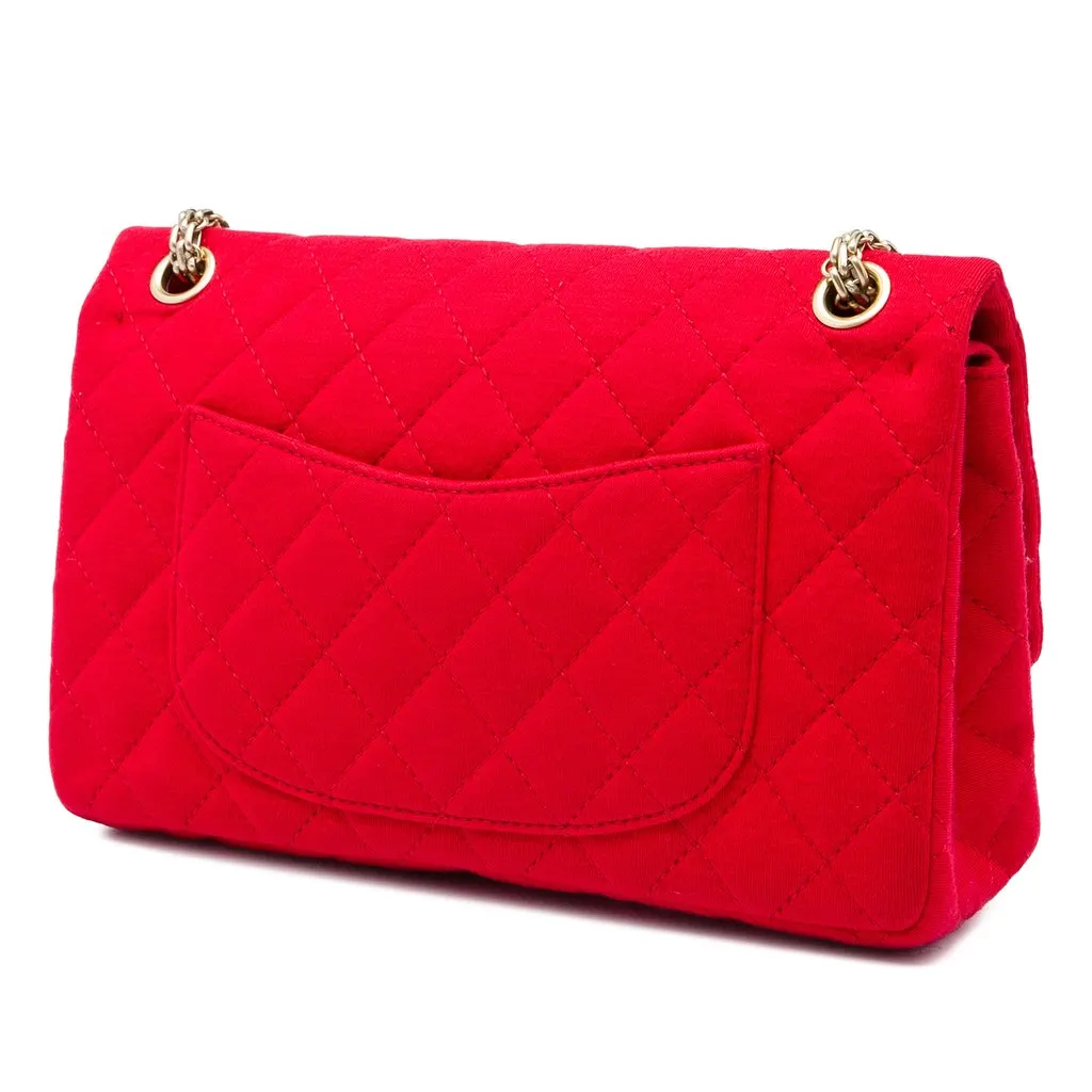 Chanel Quilted Jersey Reissue 2.55 Double Flap 226 Red Cotton Very good - Back View