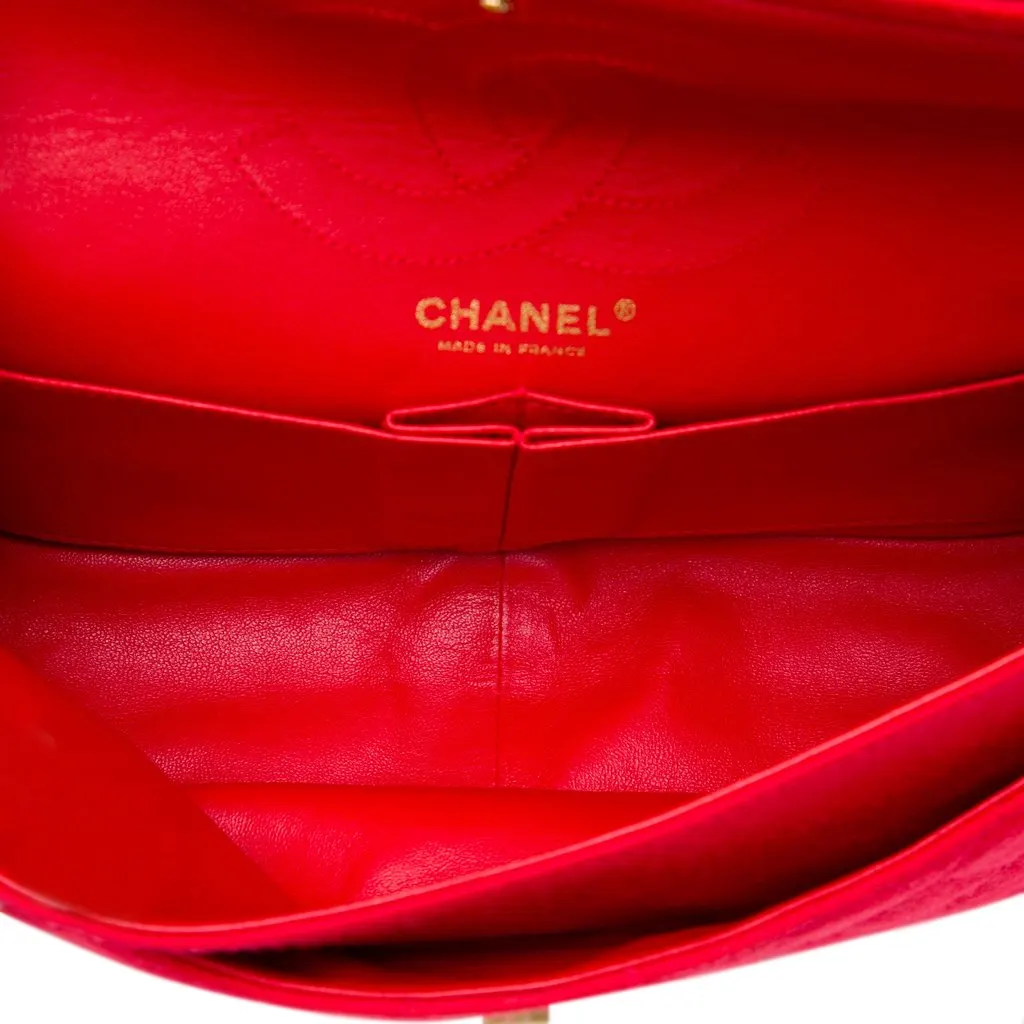 Chanel Quilted Jersey Reissue 2.55 Double Flap 226 Red Cotton Very good - Model View