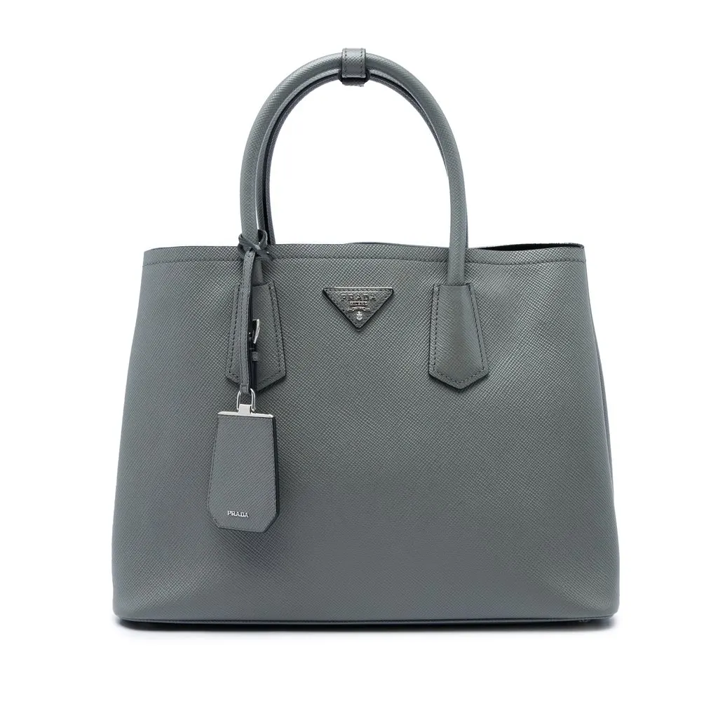Prada Medium Saffiano Cuir Double Satchel MultiColor Leather Good - Front View