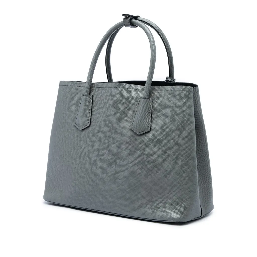 Prada Medium Saffiano Cuir Double Satchel MultiColor Leather Good - Back View