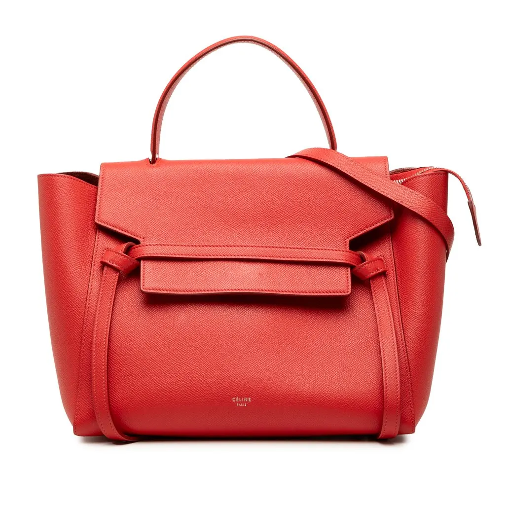 Celine Mini Grained Calfskin Belt Bag Red Leather Very good - Front View