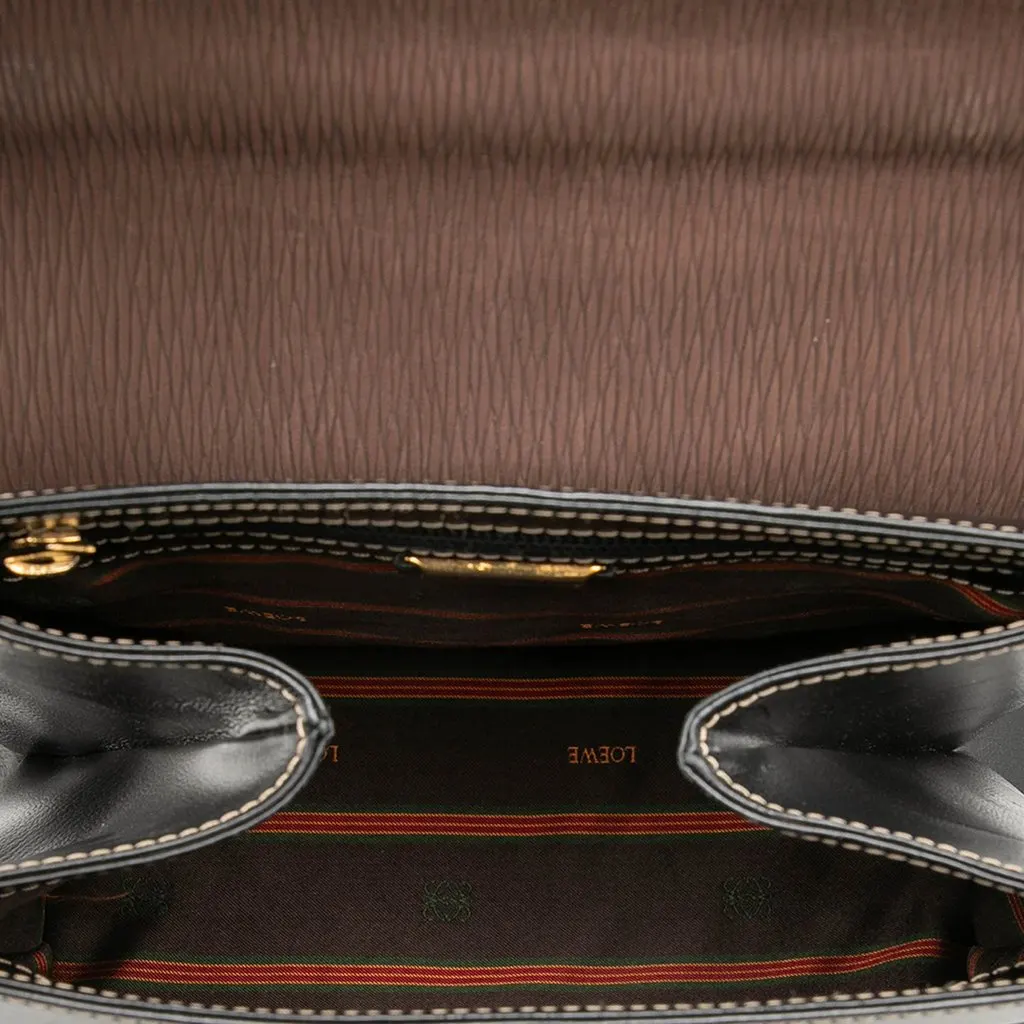Loewe Bicolor Leather Velazquez Twist Top Handle Bag Black Leather Very good - Model View
