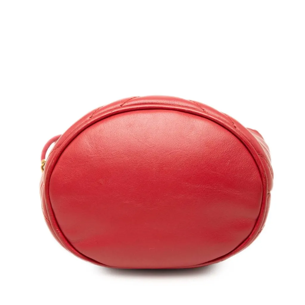 Gucci Small GG Marmont Matelasse Calfskin Bucket Bag Red Leather Very good - Inside View
