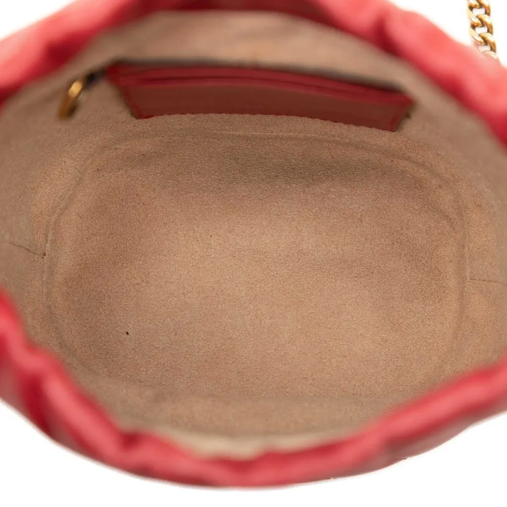 Gucci Small GG Marmont Matelasse Calfskin Bucket Bag Red Leather Very good - Model View