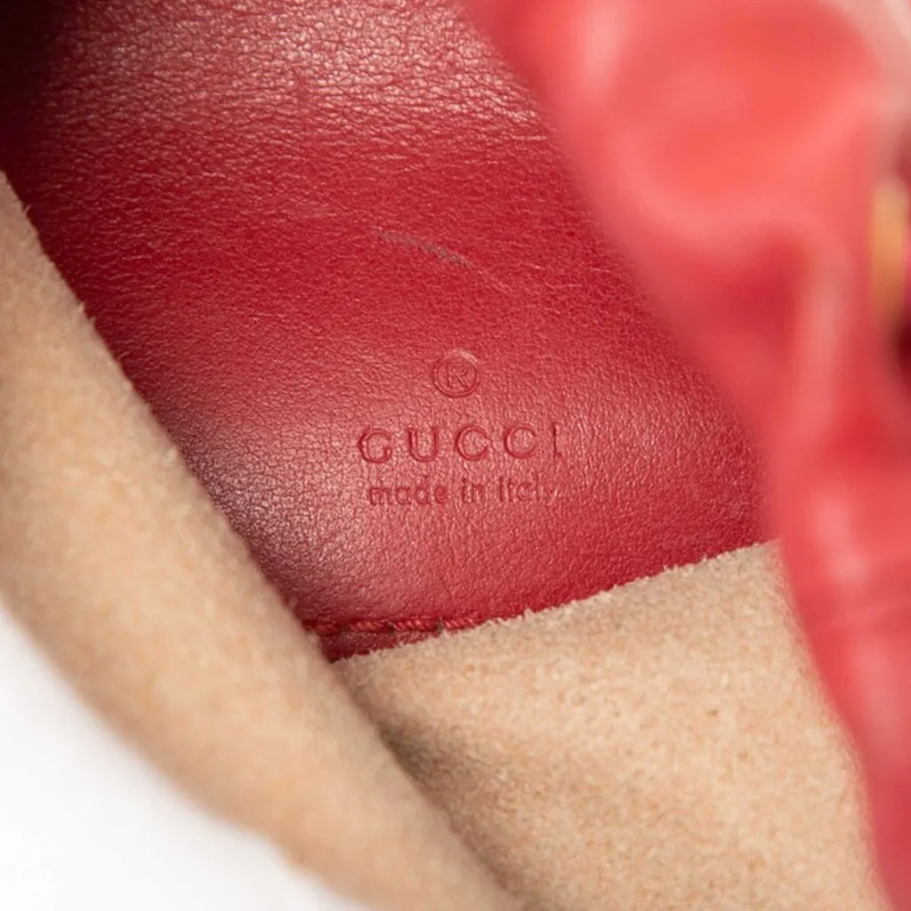 Gucci Small GG Marmont Matelasse Calfskin Bucket Bag Red Leather Very good - Box View