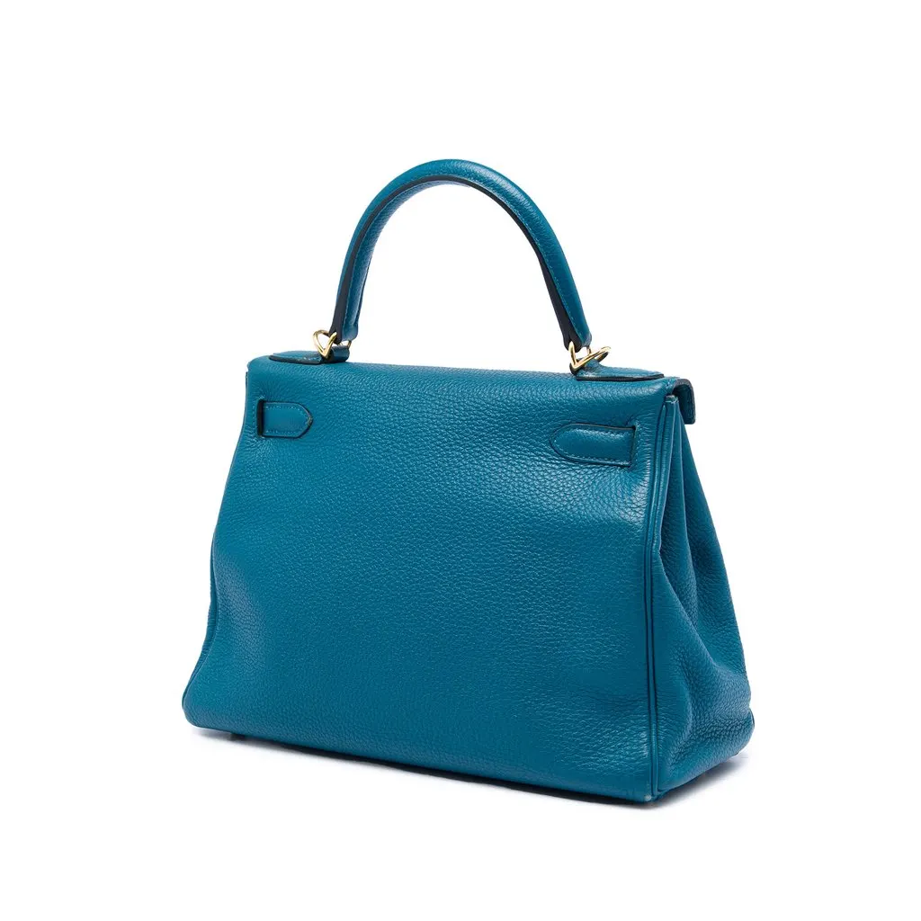 Hermès Togo Kelly II Retourne 28 Blue Leather Very good - Back View