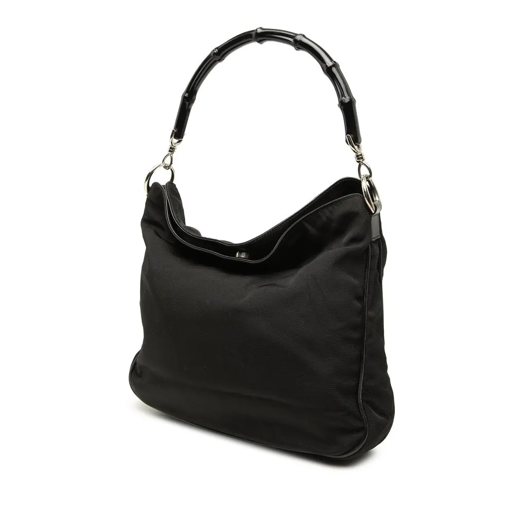 Gucci Nylon Bamboo Satchel Black Polyamide Very good - Back View