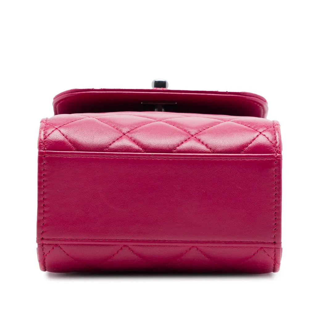 Chanel CC Quilted Lambskin Phone Holder Crossbody Pink Leather Very good - Inside View