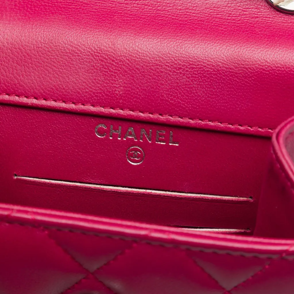 Chanel CC Quilted Lambskin Phone Holder Crossbody Pink Leather Very good - Box View