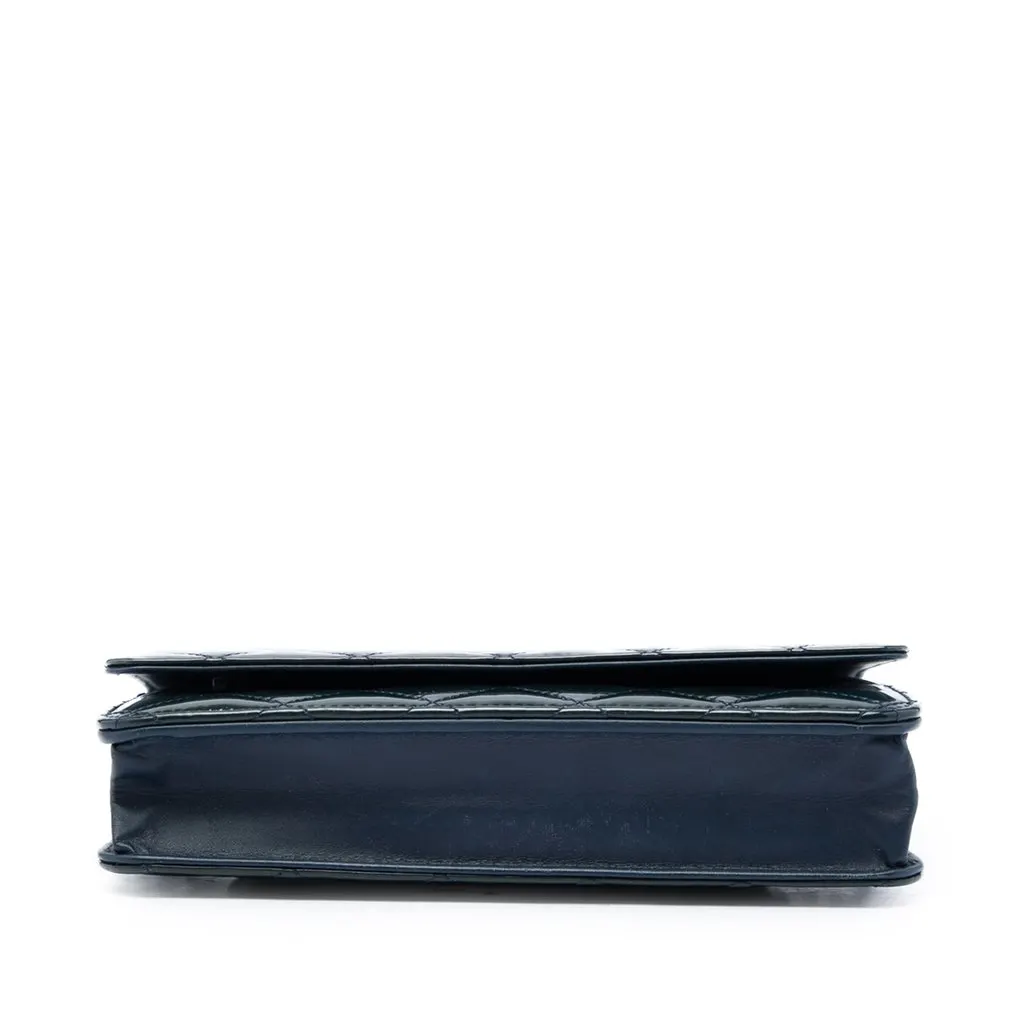 Chanel CC Quilted Patent Wallet On Chain Blue Leather Very good - Inside View