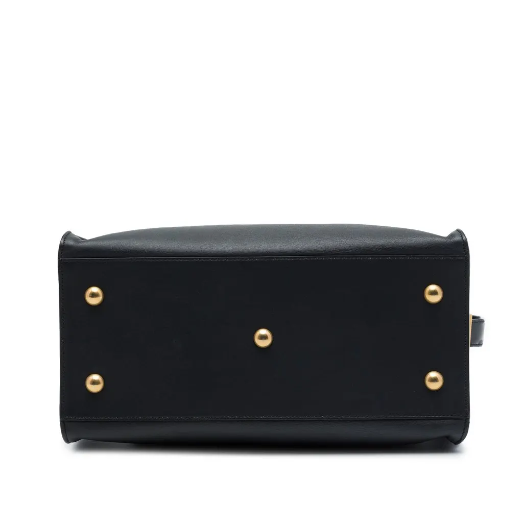 Saint Laurent Medium Leather Classic Y Cabas Satchel Black Leather Good - Inside View