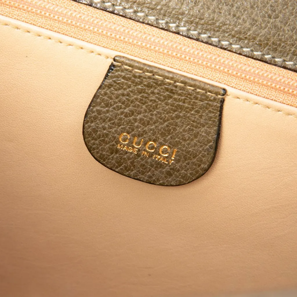 Gucci Calfskin Dual Push Lock Top Handle Bag Brown Leather Good - Box View