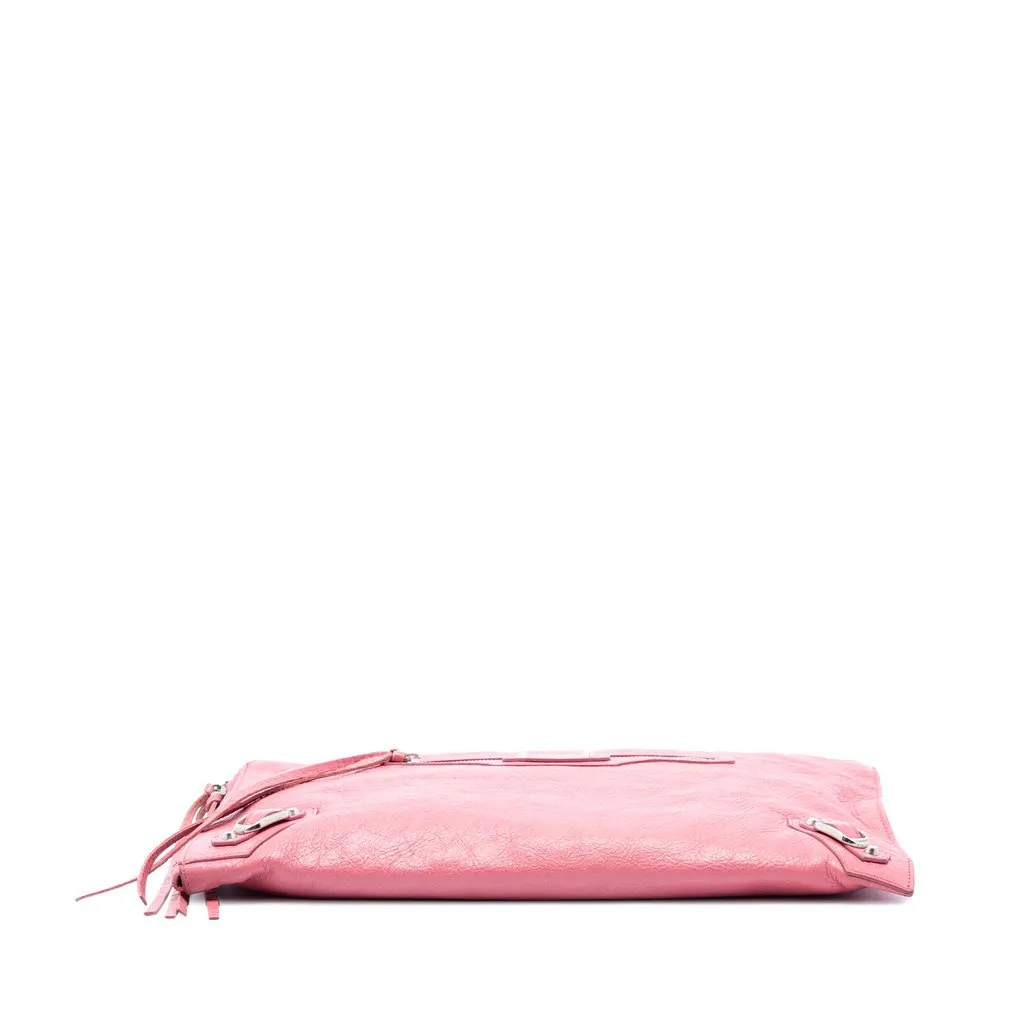 Balenciaga Lambskin Motocross Classic Zip Around Flat Clutch Pink Leather Very good - Inside View